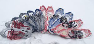 Various types of snowshoes are available for rent.